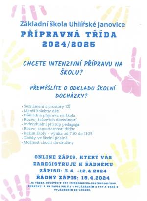 Zápis do ZŠ a přípravná třída Uhlířské Janovice  1